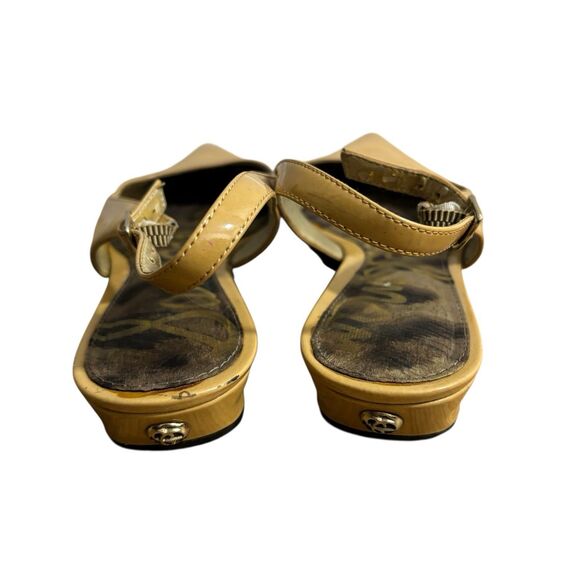 Sam Edelman Flats Women's Sz 8.5 Ionia Tan Slingback Pointed Toe Patent Shoe - Picture 2 of 7